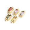 Picture of Brass & Glass Connectors Charms Pendants 18K Gold Plated Rectangle Faceted 15mm x 6mm