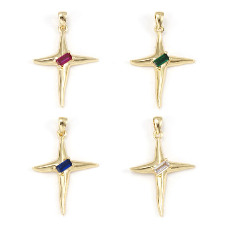 Eco-friendly Brass & Glass Galaxy Pendants 18K Real Gold Plated Star 3.2cm x 2.1cm