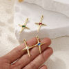 Picture of Eco-friendly Brass & Glass Galaxy Pendants 18K Real Gold Plated Star 3.2cm x 2.1cm