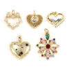 Imagen de 1 Unidad Respetuoso del Medio Ambiente Latón (sin cadmio)+ Circón Artificial día de San Valentín Colgantes 18K Oro Real Chapado Corazón