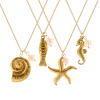 Imagen de 1 Unidad Recubrimiento al Vacío PVD Ecológico Barroco Joyería del océano 18K Oro Real Chapado Acero Inoxidable 304 & Perla Natural Cadena de Cable Cruz Collar con Colgante Para Mujeres Regalo 45cm + 5cm longitud