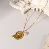 Imagen de 1 Unidad Recubrimiento al Vacío PVD Ecológico Barroco Joyería del océano 18K Oro Real Chapado Acero Inoxidable 304 & Perla Natural Cadena de Cable Cruz Collar con Colgante Para Mujeres Regalo 45cm + 5cm longitud