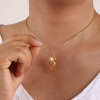 Imagen de 1 Unidad Recubrimiento al Vacío PVD Ecológico Barroco Joyería del océano 18K Oro Real Chapado Acero Inoxidable 304 & Perla Natural Cadena de Cable Cruz Collar con Colgante Para Mujeres Regalo 45cm + 5cm longitud