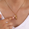 Imagen de 1 Unidad Recubrimiento al Vacío PVD Ecológico Barroco Joyería del océano 18K Oro Real Chapado Acero Inoxidable 304 & Perla Natural Cadena de Cable Cruz Collar con Colgante Para Mujeres Regalo 45cm + 5cm longitud