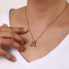 Picture of Eco-friendly Vacuum Plating Minimalist Stylish 18K Real Gold Plated 304 Stainless Steel Link Cable Chain Capital Alphabet Initial Letter Message " A-Z " Pendant Charm Necklace Unisex Gift 45cm(17.7") + 5cm(2") long