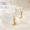 Picture of Eco-friendly Stylish West Cowboy 18K Real Gold Plated Brass Link Cable Chain Boots Pendant Charm Necklace Unisex 46cm(18.1") + 6cm(2.4") long