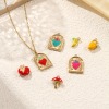 Picture of Eco-friendly PVD Vacuum Plating 304 Stainless Steel Charms 18K Real Gold Plated Multicolor Enamel Fruit Ex Voto Heart