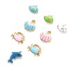 Picture of Eco-friendly PVD Vacuum Plating 304 Stainless Steel Ocean Jewelry Charms 18K Real Gold Plated Multicolor Enamel