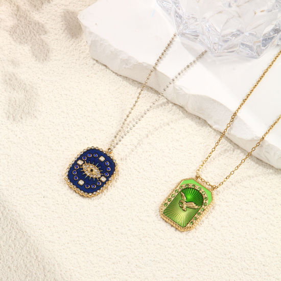 Picture of Eco-friendly PVD Vacuum Plating 304 Stainless Steel Charms 18K Real Gold Plated Multicolor Enamel Crane Eye of Providence/ All-seeing Eye