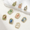 Picture of 1 Piece Eco-friendly Brass Charms 18K Real Gold Plated Multicolor Enamel Rectangle