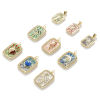 Picture of 1 Piece Eco-friendly Brass Charms 18K Real Gold Plated Multicolor Enamel Rectangle