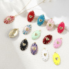 Picture of 1 Piece Eco-friendly Brass Valentine's Day Pendants 18K Real Gold Plated Enamel Oval Heart Clear Cubic Zirconia 4.1cm x 2.1cm