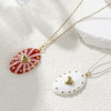 Picture of 1 Piece Eco-friendly Brass Valentine's Day Pendants 18K Real Gold Plated Enamel Oval Heart Clear Cubic Zirconia 4.1cm x 2.1cm