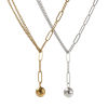 Picture of Eco-friendly Stylish Double Layer 304 Stainless Steel Paperclip Link Chain Ball Pendant Charm Necklace For Women Gift 51cm(20.1") long