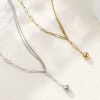 Picture of Eco-friendly Stylish Double Layer 304 Stainless Steel Paperclip Link Chain Ball Pendant Charm Necklace For Women Gift 51cm(20.1") long