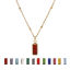 Immagine di 1 Piece Eco-friendly PVD Vacuum Plating Exquisite Birthstone 18K Real Gold Plated 304 Stainless Steel & Cubic Zirconia Curb Link Chain Rectangle Pendant Charm Necklace For Women Gift 45cm(17.7") + 5cm(2") long