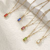 Picture of Eco-friendly PVD Vacuum Plating Exquisite Birthstone 18K Real Gold Plated 304 Stainless Steel & Cubic Zirconia Curb Link Chain Rectangle Pendant Charm Necklace For Women Gift 45cm(17.7") + 5cm(2") long