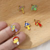 Picture of 2 PCs Eco-friendly PVD Vacuum Plating 304 Stainless Steel Charms 18K Gold Plated Mushroom Enamel