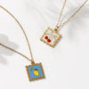 Picture of Eco-friendly PVD Vacuum Plating Sweet & Cute 18K Real Gold Plated Multicolor 304 Stainless Steel Link Cable Chain Square Fruit Enamel Pendant Charm Necklace For Women Gift 45cm(17.7") + 5cm(2") long