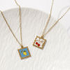 Picture of Eco-friendly PVD Vacuum Plating Sweet & Cute 18K Real Gold Plated Multicolor 304 Stainless Steel Link Cable Chain Square Fruit Enamel Pendant Charm Necklace For Women Gift 45cm(17.7") + 5cm(2") long