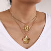 Picture of Eco-friendly PVD Vacuum Plating Stylish Pastoral Style 18K Real Gold Plated 304 Stainless Steel Link Cable Chain Flower Pendant Charm Necklace For Women Gift 45cm(17.7") + 5cm(2") long
