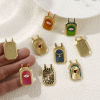 Picture of 1 Piece Eco-friendly Brass Micro Pave Pendants 18K Real Gold Plated Octagon Enamel Clear Cubic Zirconia 3cm x 1.8cm
