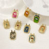 Picture of 1 Piece Eco-friendly Brass Micro Pave Pendants 18K Real Gold Plated Octagon Enamel Clear Cubic Zirconia 3cm x 1.8cm