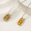 Picture of 1 Piece Eco-friendly Brass Micro Pave Pendants 18K Real Gold Plated Octagon Enamel Clear Cubic Zirconia 3cm x 1.8cm