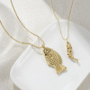 Imagen de 1 Unidad Respetuoso del Medio Ambiente Bohemia Joyería del océano 18K Oro Real Chapado Latón Cadenas de Bola Pez Collar con Colgante Unisexo Regalo 45cm + 5cm longitud