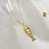 Imagen de 1 Unidad Respetuoso del Medio Ambiente Bohemia Joyería del océano 18K Oro Real Chapado Latón Cadenas de Bola Pez Collar con Colgante Unisexo Regalo 45cm + 5cm longitud
