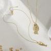Imagen de 1 Unidad Respetuoso del Medio Ambiente Bohemia Joyería del océano 18K Oro Real Chapado Latón Cadenas de Bola Pez Collar con Colgante Unisexo Regalo 45cm + 5cm longitud