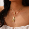 Imagen de 1 Unidad Respetuoso del Medio Ambiente Bohemia Joyería del océano 18K Oro Real Chapado Latón Cadenas de Bola Pez Collar con Colgante Unisexo Regalo 45cm + 5cm longitud