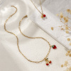 Picture of Eco-friendly PVD Vacuum Plating Natural Pastoral Cute 18K Real Gold Plated Red 304 Stainless Steel Fruit Enamel Pendant Charm Necklace For Women Gift