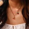Picture of Eco-friendly PVD Vacuum Plating Natural Pastoral Cute 18K Real Gold Plated Red 304 Stainless Steel Fruit Enamel Pendant Charm Necklace For Women Gift