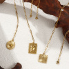 Picture of Eco-friendly Vacuum Plating Dainty Stylish 18K Gold Plated 304 Stainless Steel Paperclip Link Chain Heart Snake Pendant Charm Necklace For Women Gift 60cm(23.6") long