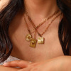 Picture of Eco-friendly Vacuum Plating Dainty Stylish 18K Gold Plated 304 Stainless Steel Paperclip Link Chain Heart Snake Pendant Charm Necklace For Women Gift 60cm(23.6") long