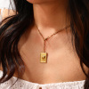 Picture of Eco-friendly Vacuum Plating Dainty Stylish 18K Gold Plated 304 Stainless Steel Paperclip Link Chain Heart Snake Pendant Charm Necklace For Women Gift 60cm(23.6") long