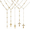 Picture of Eco-friendly PVD Vacuum Plating Exquisite Religious 18K Real Gold Plated 304 Stainless Steel Link Cable Chain Cross Prayer Beads Rosary Necklace Unisex Gift