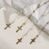 Picture of Eco-friendly PVD Vacuum Plating Exquisite Religious 18K Real Gold Plated 304 Stainless Steel Link Cable Chain Cross Prayer Beads Rosary Necklace Unisex Gift