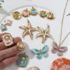 Picture of Eco-friendly PVD Vacuum Plating 304 Stainless Steel Charms 18K Real Gold Plated Multicolor Enamel Butterfly Animal Star Fish