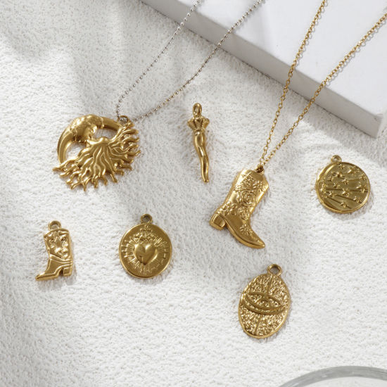 Immagine di 2 PCs Eco-friendly PVD Vacuum Plating 304 Stainless Steel Charms 18K Real Gold Plated
