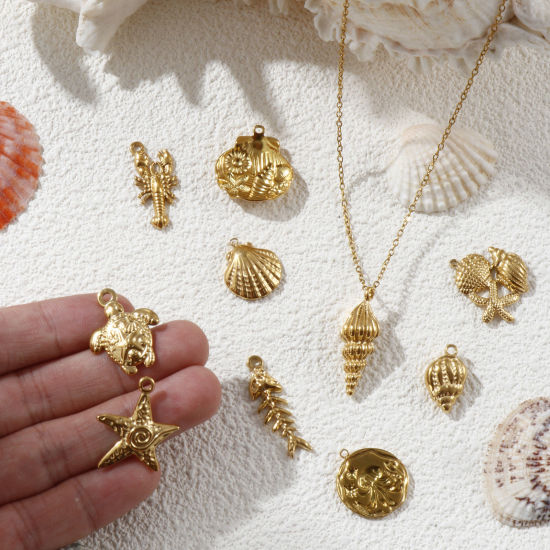 Imagen de 2 PCs Eco-friendly PVD Vacuum Plating 304 Stainless Steel Charms 18K Real Gold Plated