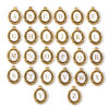 Picture of Eco-friendly PVD Vacuum Plating 304 Stainless Steel Charms 18K Gold Plated White Enamel Oval Capital Alphabet Initial Letter Message " A-Z " Hollow 20mm x 14mm