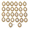 Picture of Eco-friendly PVD Vacuum Plating 304 Stainless Steel Charms 18K Gold Plated White Enamel Oval Capital Alphabet Initial Letter Message " A-Z " Hollow 20mm x 14mm