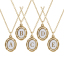 Picture of Eco-friendly PVD Vacuum Plating Stylish 18K Gold Plated White 304 Stainless Steel Link Cable Chain Oval Capital Alphabet Initial Letter Message " A-Z " Enamel Pendant Charm Necklace Unisex 45cm(17.7") + 5cm(2") long