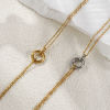 Picture of Eco-friendly PVD Vacuum Plating Minimalist 18K Real Gold Plated 304 Stainless Steel Link Cable Chain Circle Ring Pendant Charm Necklace For Women Gift 42cm(16.5") + 8cm(3.1") long