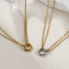 Picture of Eco-friendly PVD Vacuum Plating Minimalist 18K Real Gold Plated 304 Stainless Steel Link Cable Chain Circle Ring Pendant Charm Necklace For Women Gift 42cm(16.5") + 8cm(3.1") long
