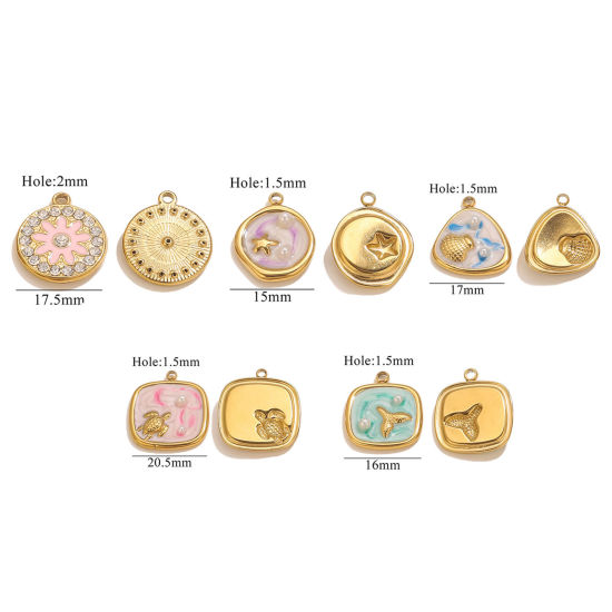 Bild von 2 PCs Eco-friendly PVD Vacuum Plating 304 Stainless Steel Ocean Jewelry Charms Enamel