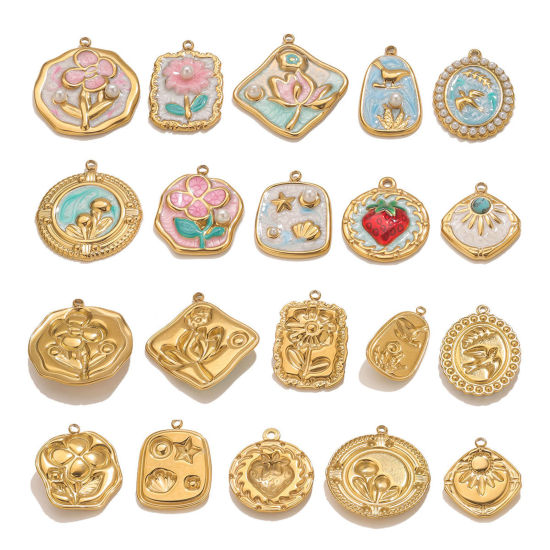 Изображение 2 PCs 304 Stainless Steel Charms Enamel