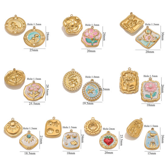 Изображение 2 PCs 304 Stainless Steel Charms Enamel